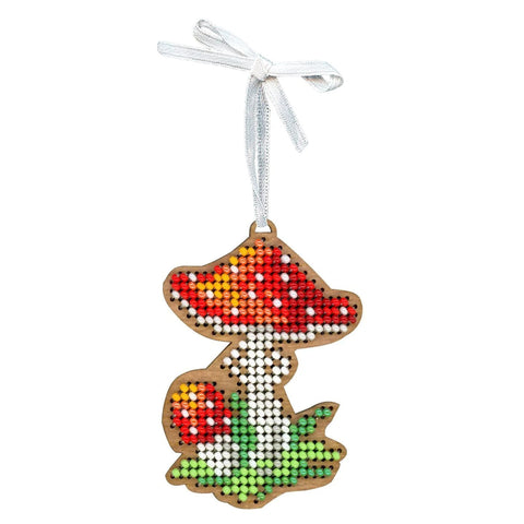 Christmas Cross Stitch Ornament Kit on Perforated Wood, MP Studia