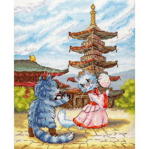 Cat Cross Stitch Embroidery Kit, Graceful Dance Design, MP Studia