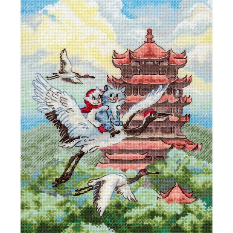 Cat Cross Stitch Kit with Travel Motif, MP Studia