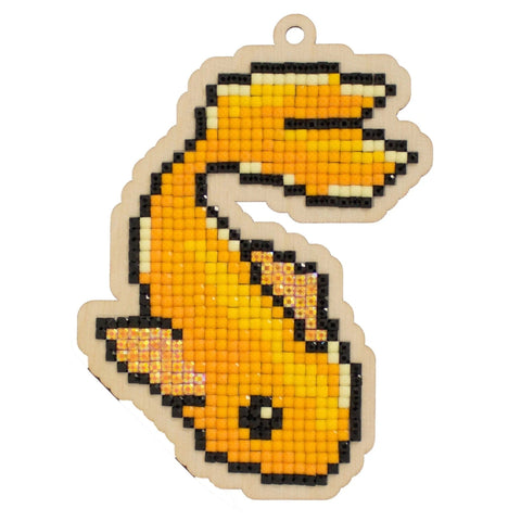 Wooden Diamond Painting Kit with Goldfish Design