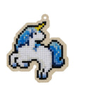 Wooden Diamond Painting Kit with Blue Unicorn
