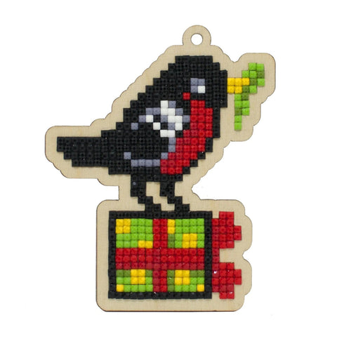 Wooden Diamond Painting Kit Christmas Bullfinch