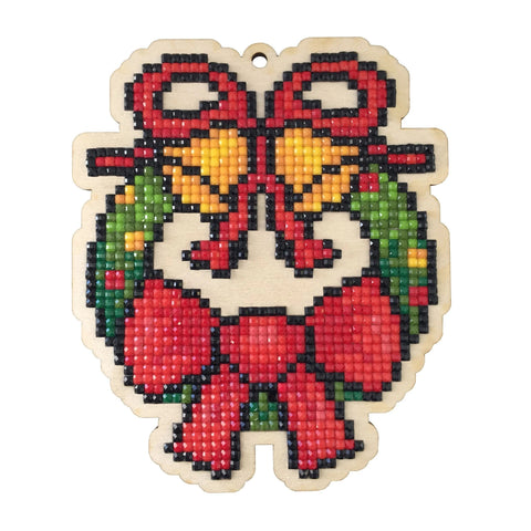 Christmas Wreath Diamond Painting Kit on Plywood