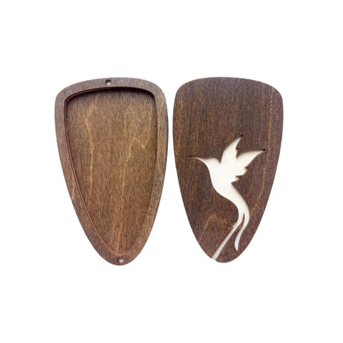 Wooden Scissors Case with Hummingbird Design by Wizardi