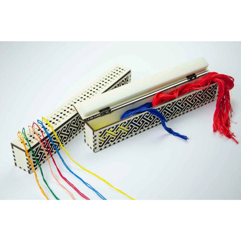 Wooden Embroidery Needle Organizer 60 Holes Ivory