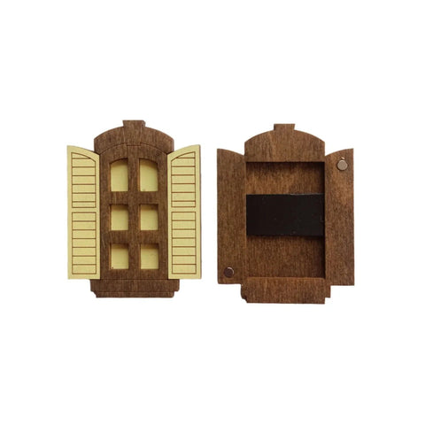 Wooden Needle Case Yellow Window Motif