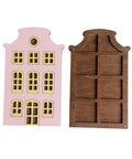 Wooden Bead Organizer Box Pink House Motif