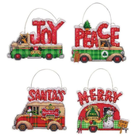 Holiday Truck Ornaments (12 x 10 cm) - Cross Stitch Kit by DIMENSIONS