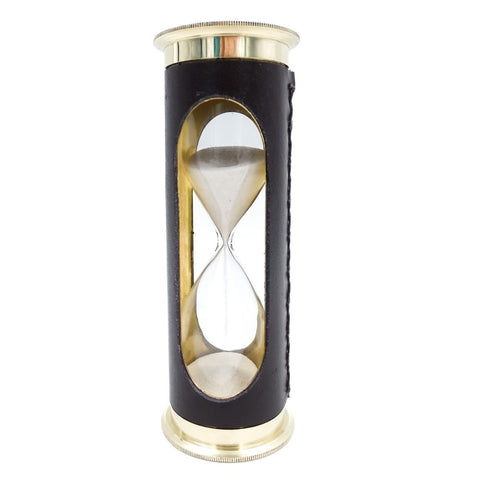 Hourglass 5 min. With world clock and perpetual calendar in leather case STPL133/6