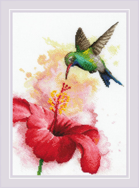 Hummingbird. Crocuses. Cross Stitch kit by RIOLIS Ref. no.: 2178