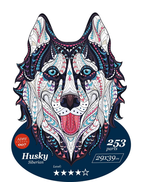 Husky siberian - unique WOODEN puzzle 253 pcs