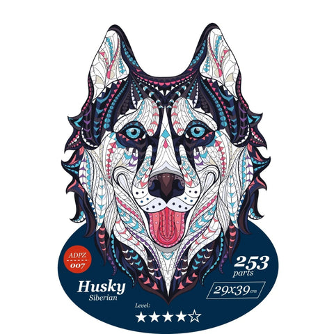 Husky siberian - unique WOODEN puzzle 253 pcs