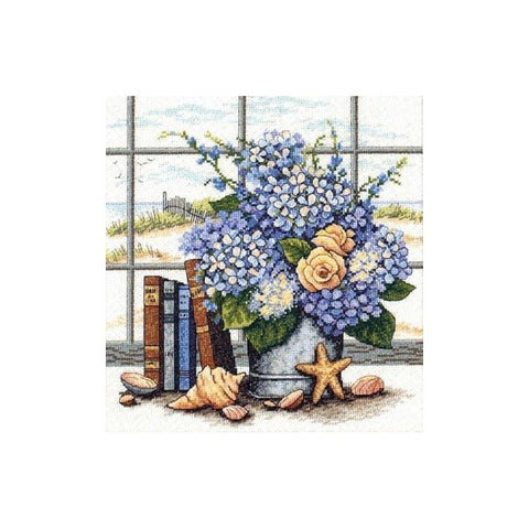 Hydrangeas & Shells (28 x 30 cm) - Cross Stitch Kit by DIMENSIONS