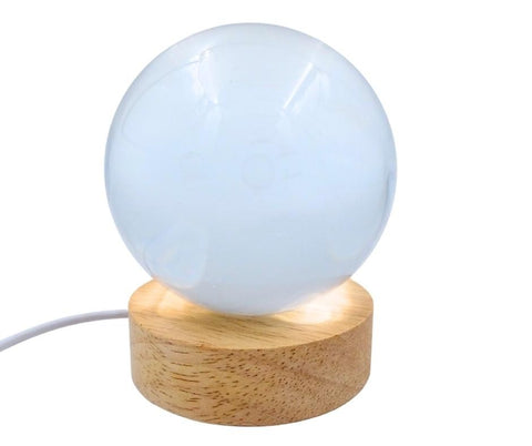 Illuminated decorative crystal ball on wooden base KKS - Moon - LED - USB.