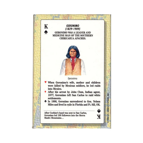 Indian Chiefs Of The Old West playing card game Us Games Systems