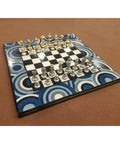 Solid Brass Chess Pieces with Unique Hand Inlaid Wooden Chess Board