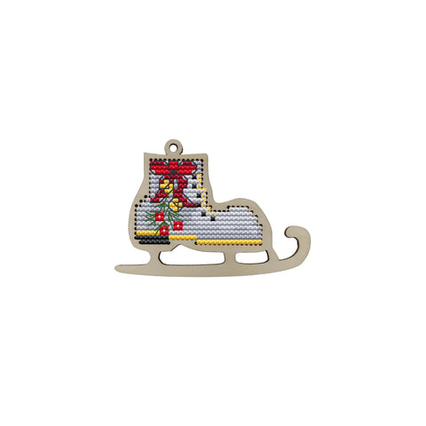 Christmas Ice Skate Embroidery Kit Gray