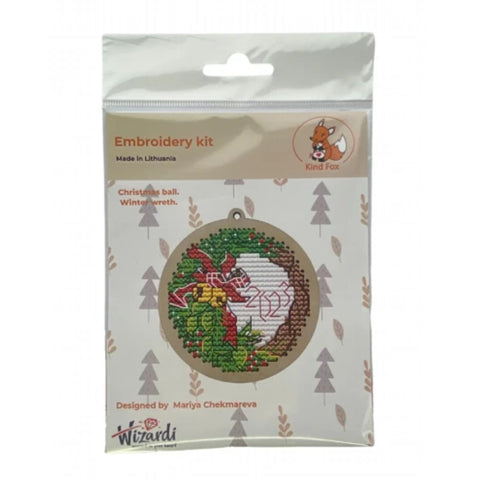 Winter Wreath Ornament Embroidery Kit