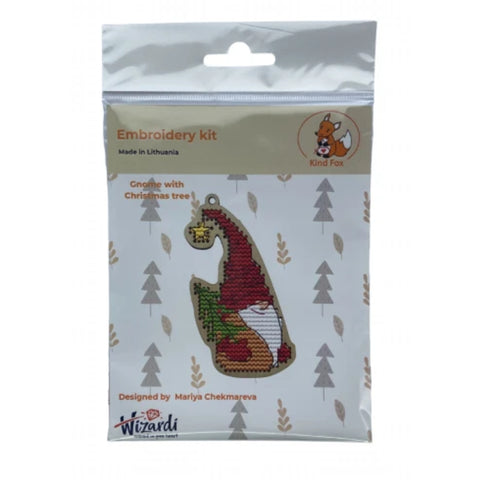 Christmas Gnome Cross Stitch Kit with Tree
