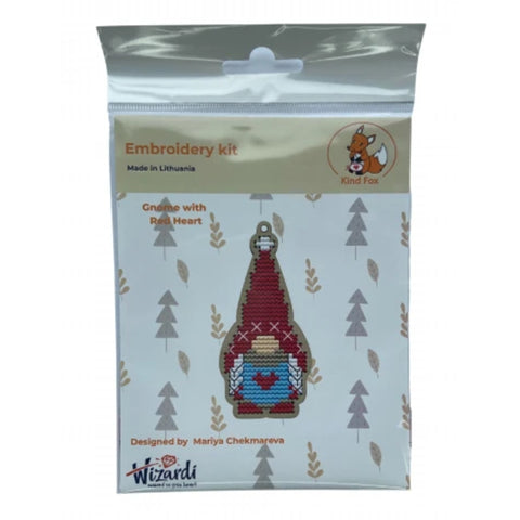 Christmas Gnome Cross Stitch Kit with Red Heart