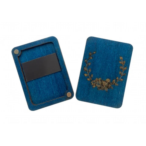 Wooden Sewing Needle Case Blue