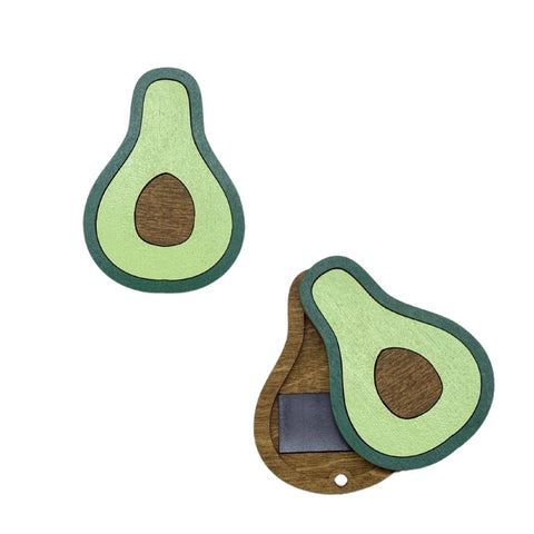 Wooden Sewing Needle Case, Avocado-Shaped Holder, 5 x 7 cm, 3 mm Plywood, Kind Fox by Wizardi