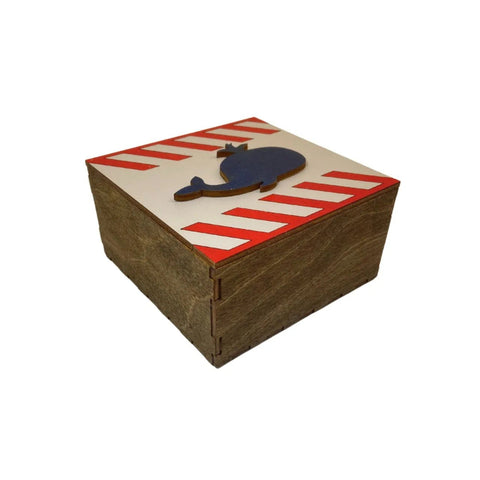 Wooden Whale Storage Box, Natural Wood Decorative Keepsake Box for Jewelry and Small Items, 10.2 x 10.2 x 5.5 cm, Kind Fox by Wizardi