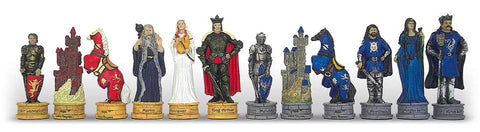 KING ARTHUR: Handpainted Chess Set with Leatherlike Chess Board