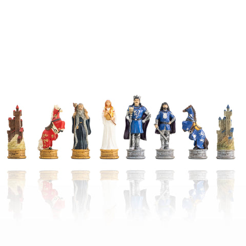 KING ARTHUR: Handpainted Chess Set with Luxurious Leatherette Chessboard/Box