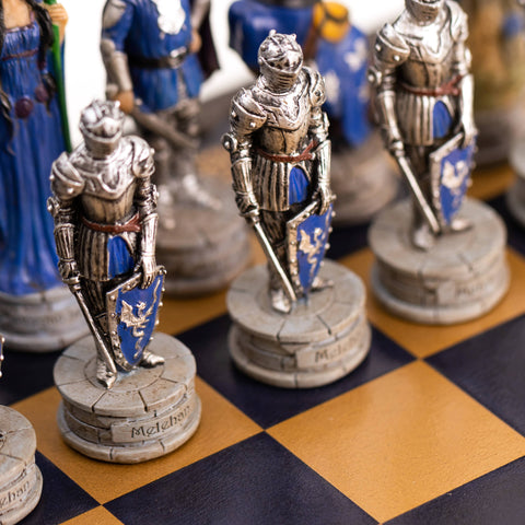 KING ARTHUR: Handpainted Chess Set with Luxurious Leatherette Chessboard/Box