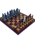 KING ARTHUR: Handpainted Chess Set with Leatherlike Chess Board
