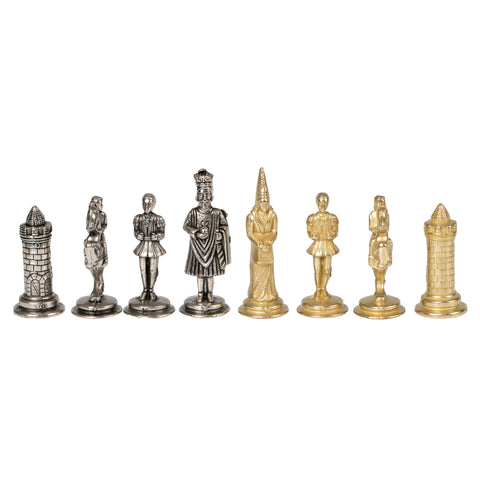 King Arthur inspired Chess Pieces with Leatherlike MAP Chess Board