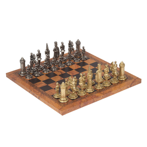 King Arthur inspired Chess Pieces with Leatherlike MAP Chess Board