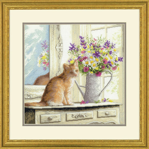 Kitten in the Window (30.48 x 30.48 cm) - Cross Stitch Kit by DIMENSIONS