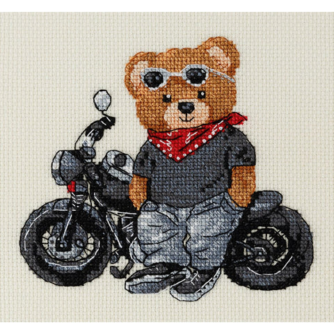Biker Bear Cross Stitch Kit PANNA KLART