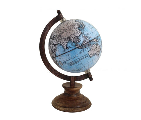 Classic World Globe with Wooden Base, 23cm Desk Map, Made in Italy