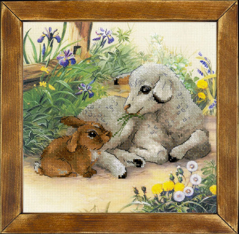 Lamb and Rabbit - Cross Stitch Kit from RIOLIS Ref. no.:0051 PT