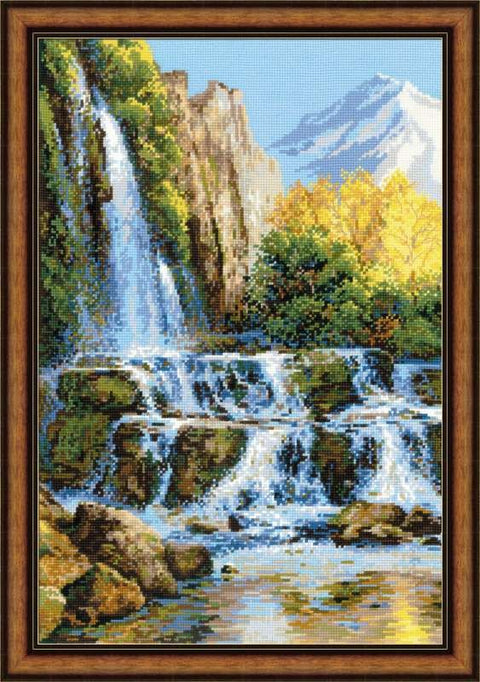 Landscape with Waterfall - Cross Stitch Kit from RIOLIS Ref. no.:1194