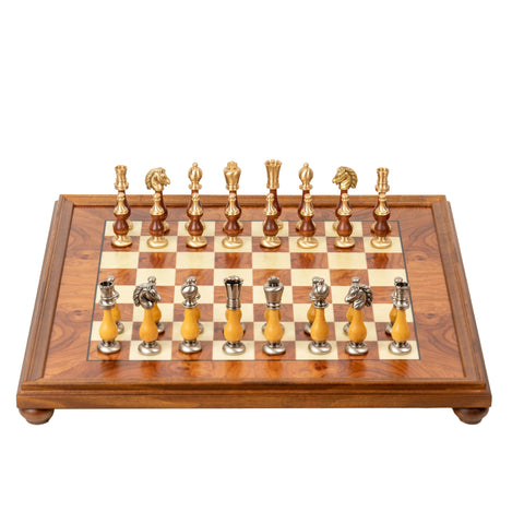 Large ORIENTAL Chess Men Set with Beautiful Briar Elm Wood Chessboard