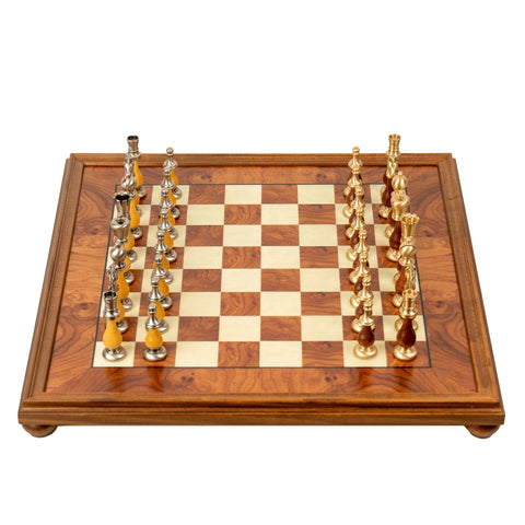 Large ORIENTAL Chess Men Set with Beautiful Briar Elm Wood Chessboard