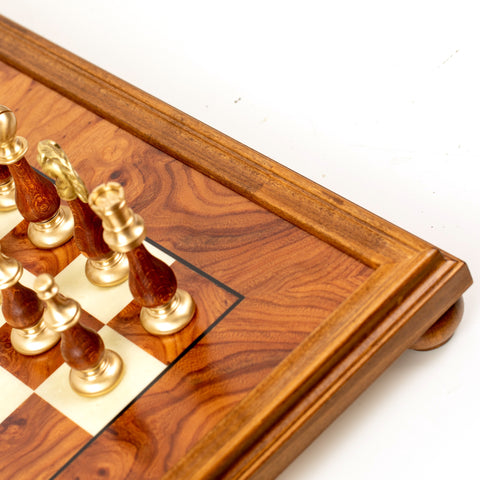 Large ORIENTAL Chess Men Set with Beautiful Briar Elm Wood Chessboard