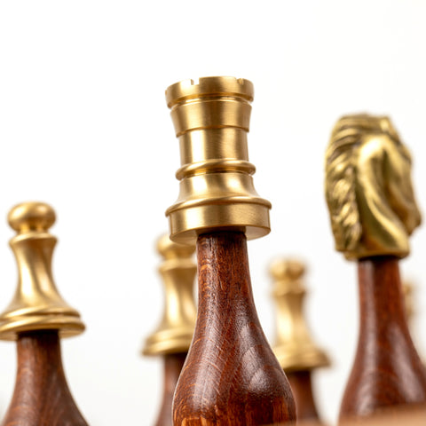 Large ORIENTAL Chess Men Set with Beautiful Briar Elm Wood Chessboard