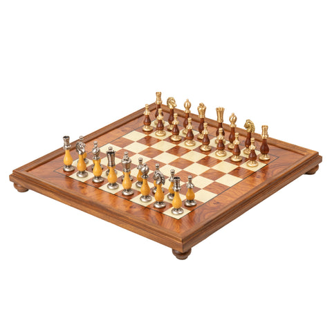 Large ORIENTAL Chess Men Set with Beautiful Briar Elm Wood Chessboard