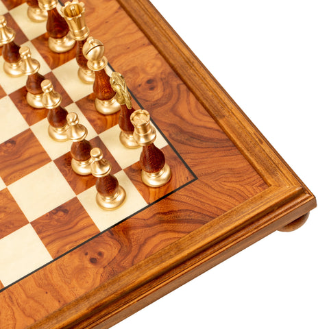 Large ORIENTAL Chess Men Set with Beautiful Briar Elm Wood Chessboard