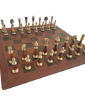 LARGE Oriental Chess Set with Genuine Leather Chess Board