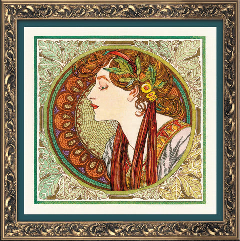 Laurel after A. Mucha's Artwork cross stitch kit by RIOLIS Ref. no.: 100/061