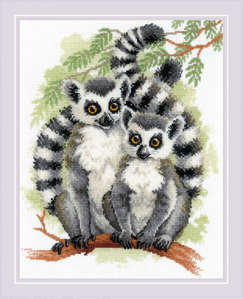 Lemurs. Cross Stitch kit by RIOLIS Ref. no.: 2196