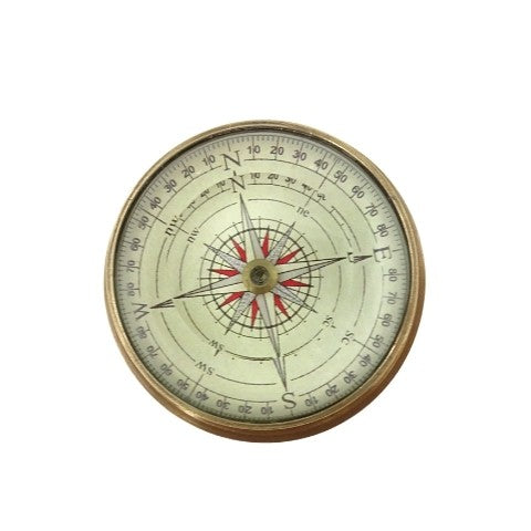 Lenticular Compass Brass Glass | NC2119