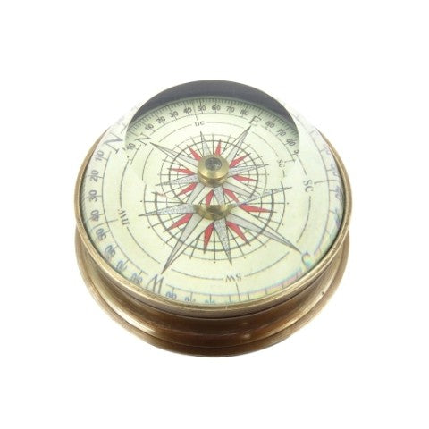 Lenticular Compass Brass Glass | NC2119