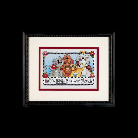 Life is Nothing Without Friends (18 x 13 cm) - Cross Stitch Kit by DIMENSIONS